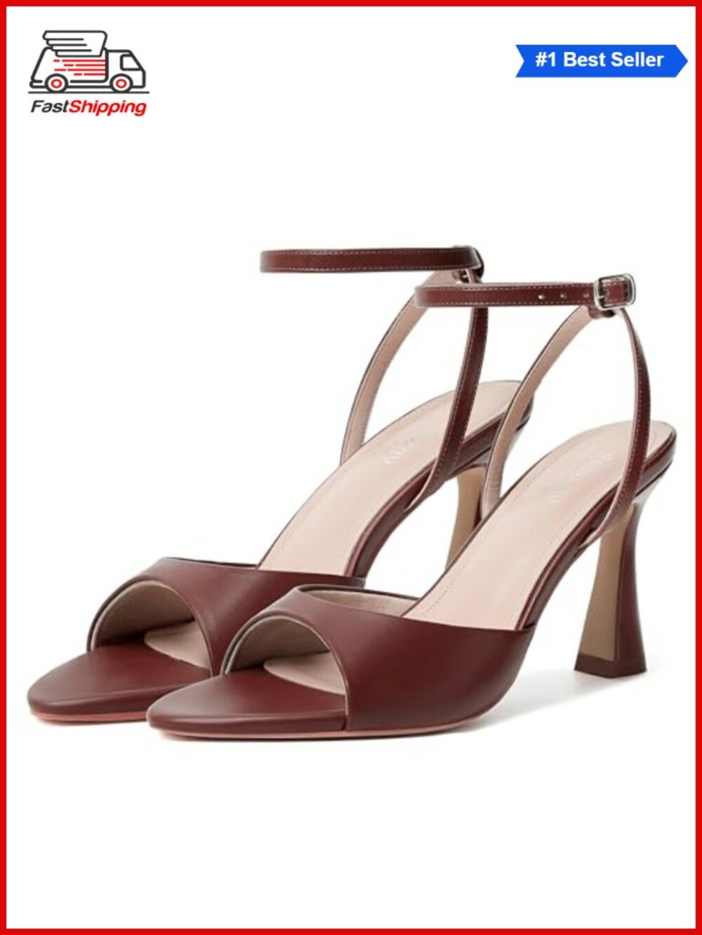 Pointed Open Toe Strappy Chunky Block Kitten Heel Sandals Ankle Strap